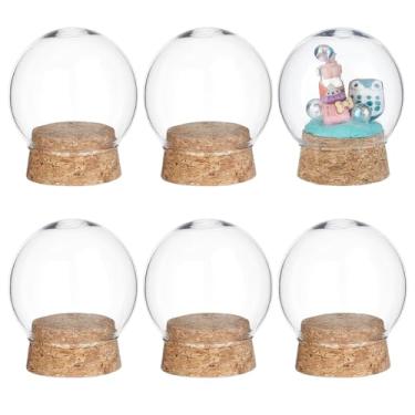 Imagem de NBEADS 6 peças de cobertura decorativa de cúpula de vidro, mini display de 5 × 6 cm, tampa de cúpula de vidro transparente com base de madeira para centros de mesa, plantas, rochas, espécimes,
