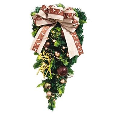 Imagem de Belas Guirlanda de Natal redonda tradicional para parede guirlanda de natal artificial realista para a varanda da frente do shopping diverso