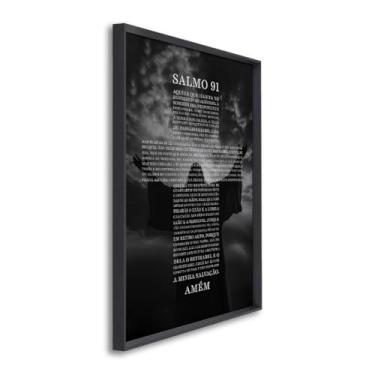 Imagem de Quadro Decorativo Religioso Salmo 91 (Preto, 80x120, C/Vidro)