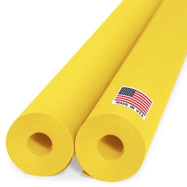 Imagem de Paclord Rolo de papel kraft amarelo de 91 x 3048 cm (pacote econômico com 2), espessura de 20 kg, feito nos EUA, papel kraft colorido para escola, papel kraft de boletim – inodoro, não tóxico, seguro
