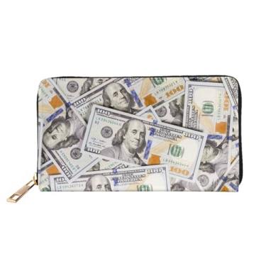 Imagem de zilobkfe Carteira de couro de feliz aniversário, porta-dinheiro, cartão de crédito com muitos cômodos, bolsa com zíper para mulheres e homens, Dólar 01, One Size, Carteira