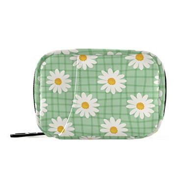 Imagem de Eyanle Organizador de comprimidos de viagem margarida verde claro semanal pequena (fofa) caixa de comprimidos de 7 dias porta-comprimidos organizador de comprimidos de 7 dias