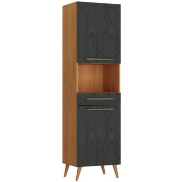 Imagem de Paneleiro Zanzini Favorita para Micro-ondas com gaveta e 02 portas com 59 cm de Largura Cinamomo Preto Catedral