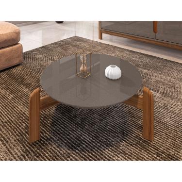 Imagem de Mesa de Centro Lizz Pés em Madeira Maciça Cinza com Cedro - Rede Móveis