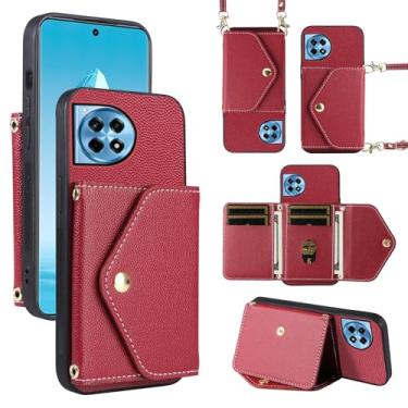 Imagem de Dibosom Capa carteira minimalista para OnePlus 12R 5G/Ace 3 2024 com alça de ombro, bolsa flip fina e fina, suporte para cartão de crédito de couro PU, acessórios para celular One+ 12 R R12 Ace3