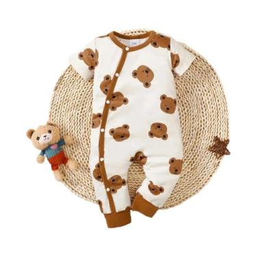 Imagem de Macacão de Bebê Recém-Nascido com Estampa de Urso - Manga Curta e Botõ