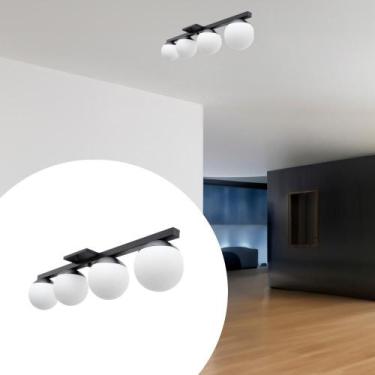 Imagem de Plafon sobrepor de Teto Lustre Jabuticaba Com 4 Vidro Globo 12cm Bivol