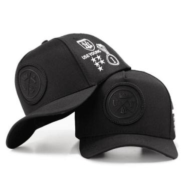 Imagem de Boné Preto Masculino Aba Curva Fechamento Snapback Use Young, Preto