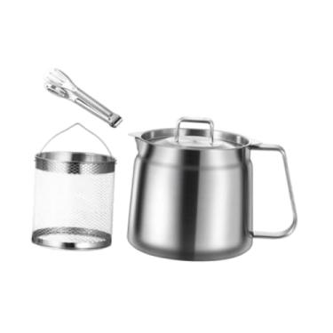 Imagem de ＫＬＫＣＭＳ Pote de fritadeira em aço inoxidável incluiu o cotonete com leite com leite que não estive cesta de óleo de óleo com tampa para cozinhar, 1.5l