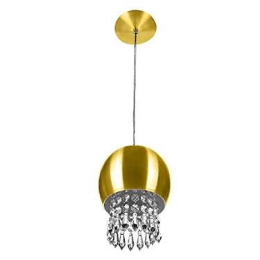 Imagem de Pendente Bola Pequena 15cm Dourado Com Cristais Acrilico