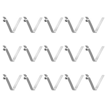 Imagem de HARFINGTON 15 peças de botão único Kayak Paddle Snap Spring Clip 30 mm x 3,8 mm 65 Mn mola aço em forma de V elevador oco tubo de bloqueio telescópico clipes para barraca guarda-chuva acampamento, tom