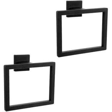 Imagem de Pacote com 2 porta-toalhas preto fosco, toalheiro de mão de aço inoxidável LSWYYP 304 para banheiro, estilo quadrado moderno