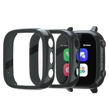 Imagem de SimpleThings Pacote com 2 protetores de tela compatíveis com relógio inteligente Cosmo JrTrack 3 e 4 Kids, capa rígida de PC com película de vidro temperado transparente HD para crianças, meninos,