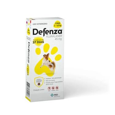 Imagem de Defenza® 45mg - Antipulgas, Bicho-de-Pé, Carrapatos e Sarnas - Cães de 2 a 4,5kg - 1 Comp. Mastigável - MSD Saúde Animal