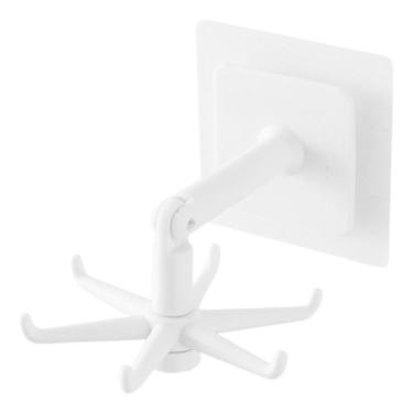 Imagem de Gancho Multifuncional Giratório Adesivo Parede Branco