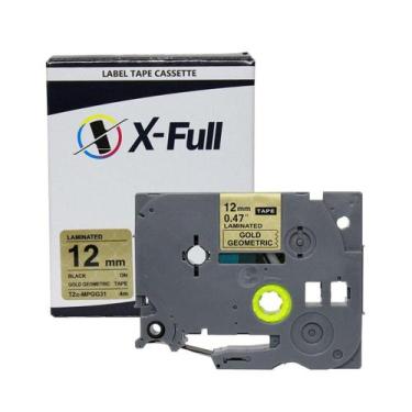 Imagem de Fita rotuladora compatível Brother TZE-MPGG31 12MMx4M Preto em Dourado