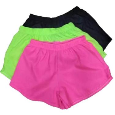 Imagem de Kit 3 Short Tectel Feminino Moda Praia Neon Academia Super Leve Confor