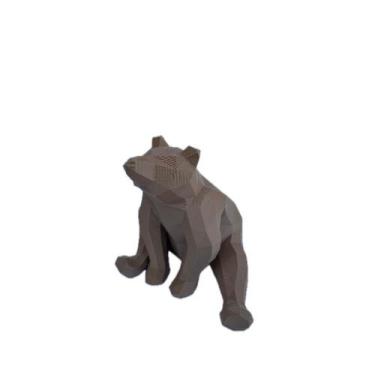 Imagem de Estátua Urso Original Geométrico Decoração - FLEX3D, Marrom Claro