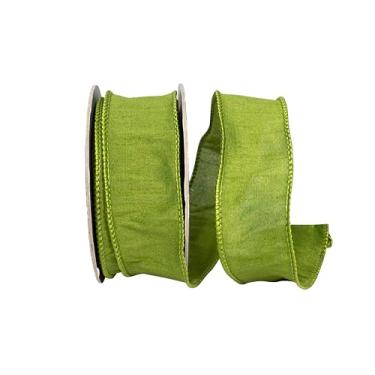 Imagem de Reliant Ribbon Fita de borda com fio Dupioni colorida personalizada, musgo