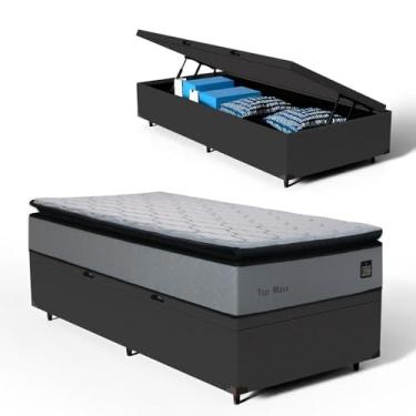 Imagem de Cama Box Baú com Colchão de Espuma D33 Pillow Top Maxx (Preto, Solteiro)