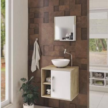 Imagem de Conjunto para Banheiro Gabinete com Cuba Redonda R30 e Espelheira Soft 500W