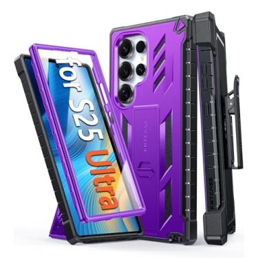 Imagem de FNTCASE Capa para Samsung Galaxy S25-Ultra: Capa de celular robusta de grau militar com suporte e coldre | Proteção TPU à prova de choque com design texturizado fosco para capas S25 Ultra de 6,8