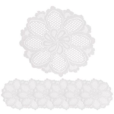 Imagem de Jayla 6 peças de jogo americano de renda redonda para mesas bordadas, vintage, crochê, renda floral, corredor, vintage, casamento, 38 cm