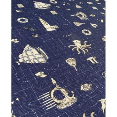 Imagem de Tecido Jacquard Estampado Náutico Azul Marinho - 1,40m de Largura