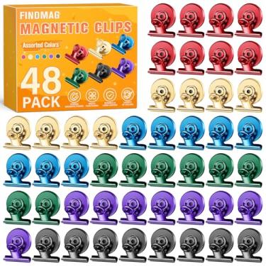 Imagem de FINDMAG Pacote com 48 clipes magnéticos para exibição de fotos, ímãs de geladeira fortes e livres de arranhões, clipes resistentes para pendurar fotos, quadro branco, cozinha, escritório, uso escolar.
