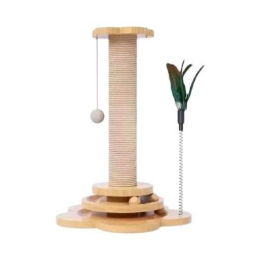 Imagem de Plataforma Giratória de Sisal para Gato - Brinquedo Durável com Vara e