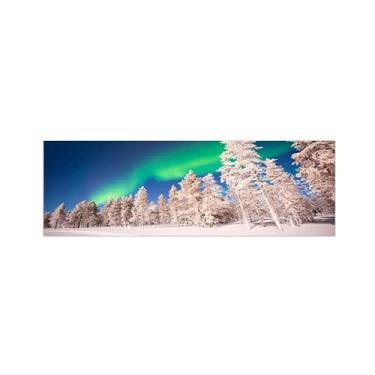Imagem de BMZFYBS Pintura de paisagem - imagem de arte de parede em tela - árvore de inverno aurora boreal - impressões em tela natureza para sala de estar quarto decoração de casa 50 x 150 cm 20 x 59 pol. sem