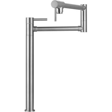 Imagem de BATH FAMOLI Torneira de fogão de instalação de mesa de enchimento de utensílios de cozinha, latão sólido dobrável com braço oscilante de junta dupla extensível (níquel escovado)