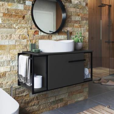 Imagem de Armário Suspenso com Cuba Berlin Branca para Banheiro 80cm P1019 Grafi