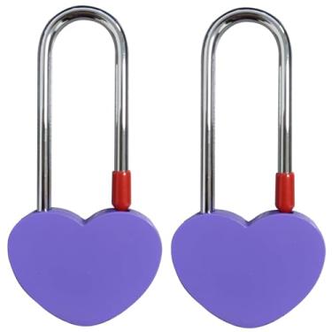 Imagem de BoutCr Cadeado de coração roxo sem chave para namorados, aniversário, dia dos namorados, casamento, ponte Lovelock, viagem 102 mm (Sem chave, 2 peças)