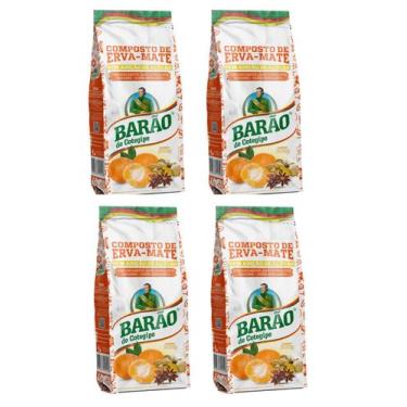 Imagem de 4 Erva Mate Chimarrão BARÃO BERGAMOTA composta 500g - Barão de Cotegip