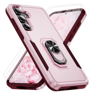 Imagem de Capa para celular Samsung Galaxy A56 5G [proteção contra quedas de grau militar de 15 pés] com 2 películas de vidro temperado, capa com suporte magnético resistente à prova de choque para Samsung