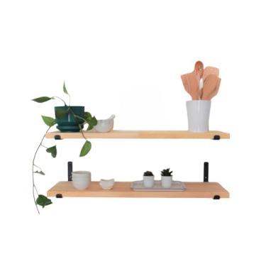 Imagem de Kit Prateleira Industrial Com Mão francesa de ferro invertida Nicho Decoração rustica(2,Natural)