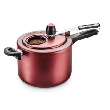 Imagem de PANELA DE PRESSAO | COR CEREJA | FECHAMENTO INTERNO COM VISOR DE VIDRO | N°20/4,5L | DE ALUMINIO | COM ANTIADERENTE