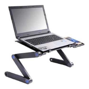 Imagem de Suporte para Notebook Ajustável e Dobrável, Mesa Portátil Articulada, Base Ergonômica para Laptop, Preto