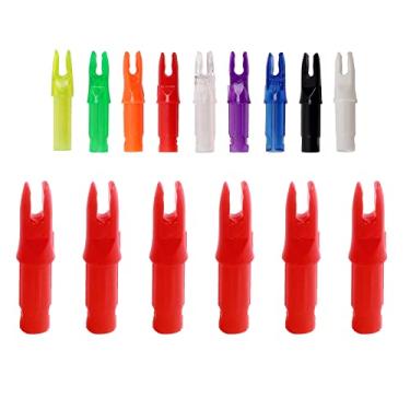 Imagem de SOPOGER 50 pacotes de flechas para tiro com arco - inserções de flecha para flechas de carbono 0,244/6,20 mm de plástico para tiro de caça DIY (vermelho)