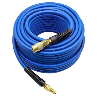 Imagem de YOTOO Mangueira de ar híbrida 1/10.2 cm x 30.5 m, 300 PSI Mangueira de compressor de ar resistente, leve, resistente a dobras, flexibilidade para todos os climas com acessórios de ar industrial de 1/4