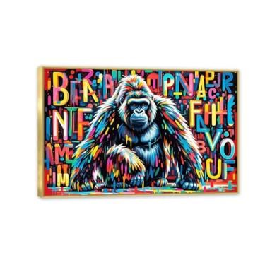 Imagem de Macaco gorila animal pintura inspiradora imagens pôsteres impressões arte abstrata Gorillaposter arte de parede em tela banksy para sala de estar escritório decoração de parede 60 x 40 cm (24 x 16