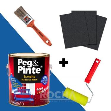 Imagem de Tinta Esmalte Madeira Metal Peg Pinte 900ml + Lixa + Rolo - Eucatex, A