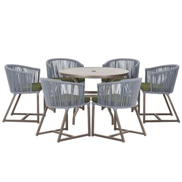 Imagem de Mesa com 6 Cadeiras de Jantar Roma 120cm e Noronha em Alumínio