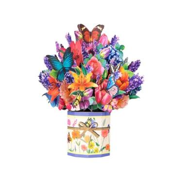 Imagem de YIHUANYIFA Cartões pop-up de flores de papel cartões 3D de 21 cm para decoração de casa do dia das mães, com envelope e nota para mulheres, mãe, esposa (cor 6)