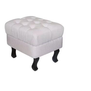 Imagem de Puff Decorativo Retrô Luis Xv Quadrado Em Capitonê Linho