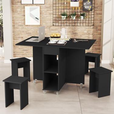 Imagem de Mesa Dobrável Jade Com 4 Bancos Preto