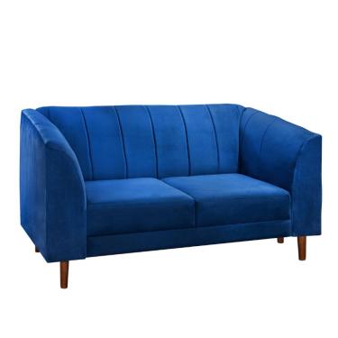 Imagem de Namoradeira Living Camel 2 Lugares Via Encanto Veludo Azul