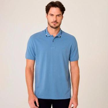 Imagem de Camisa Polo Dudalina Jacquard In25 Azul Masculino, G