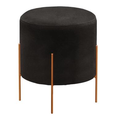 Imagem de Puff Banqueta Odim Luxo Base Bronze Castellar Móbile Corino Preto